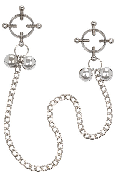 Cal Exotics 4 Punkt Nippelpresse mit Glöckchen - Brustklammern mit Kette 1