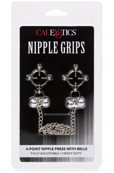 Cal Exotics 4 Punkt Nippelpresse mit Glöckchen - Brustklammern mit Kette 2