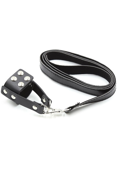 Cock Ring With Leather Leash - Penis-Strecker mit Leine 1
