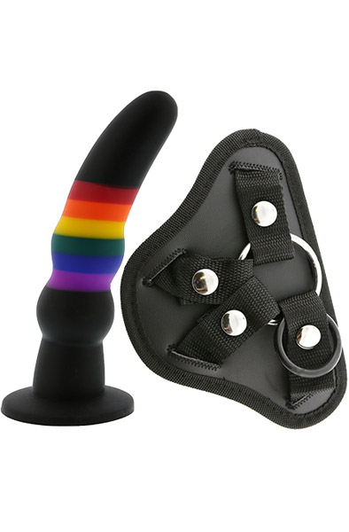 Colourful Love Strap-On Fester Dildo 17 cm - Umschnalldildo mit Geschirr 1