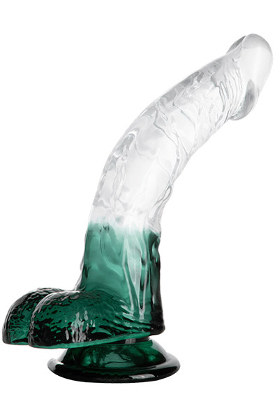 Crystal Pleasures Zweifarbig Gebogener Grüner Dildo 18 cm - Dildo mit Saugnapf 2
