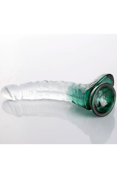 Crystal Pleasures Zweifarbig Gebogener Grüner Dildo 18 cm - Dildo mit Saugnapf 3