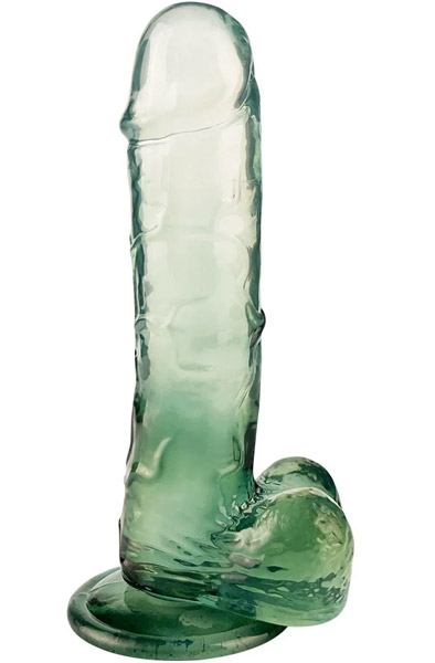 Crystal Pleasures Zweifarbig Grün 18cm - Dildo mit Saugnapf 2