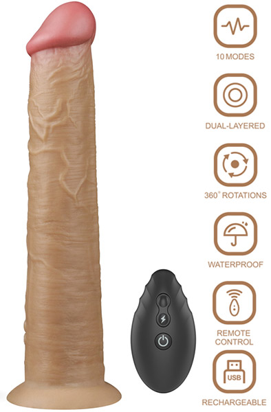 Doppelschichtiger Silikon Vibe mit Rotation 25cm - Vibrierender Dildo 1