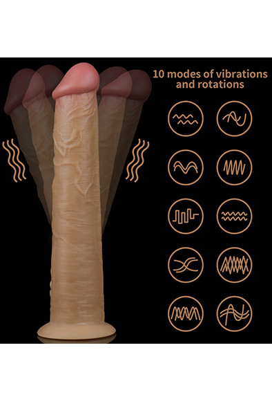 Doppelschichtiger Silikon Vibe mit Rotation 25cm - Vibrierender Dildo 3