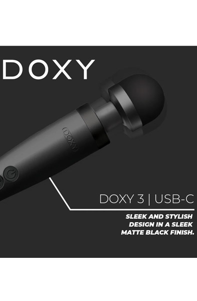 Doxy 3 USB-C Wand-Vibrator Mattschwarz - Magische Massagewände 2