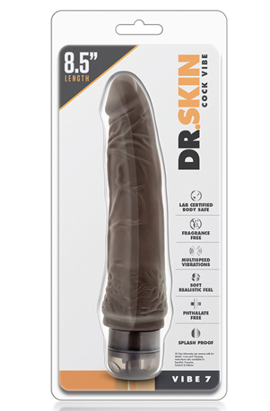 Dr. Skin Cock Vibe 7 Schokolade 21,5 cm - Vibrierender Dildo 3