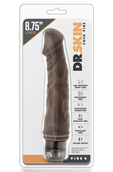 Dr. Skin Vibe 6 Schokolade 22,5 cm - Vibrierender Dildo 2