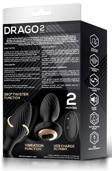 Drago Vibrations-Analplug 360º Twister & Fernbedienung - Vibrierender Analplug 8