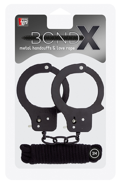 Dream Toys Bondx Metall-Handschellen & Liebesseil-Set - schwarz - Handschellen 2