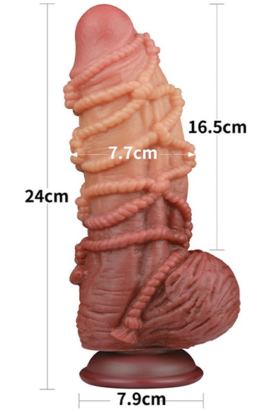 Dual Layered Platin Silikon Seil Cock 24,5 cm - Extra großer Dildo 2