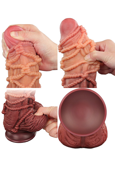Dual Layered Platin Silikon Seil Cock 24,5 cm - Extra großer Dildo 4