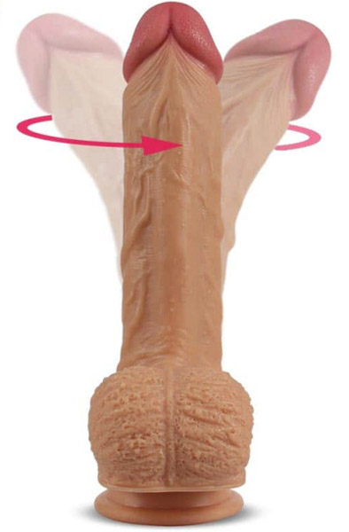 Dual Layered rotierender Natur-Cock 21,5cm - Vibrierender Dildo 2