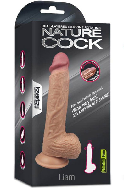 Dual Layered rotierender Natur-Cock 21,5cm - Vibrierender Dildo 4