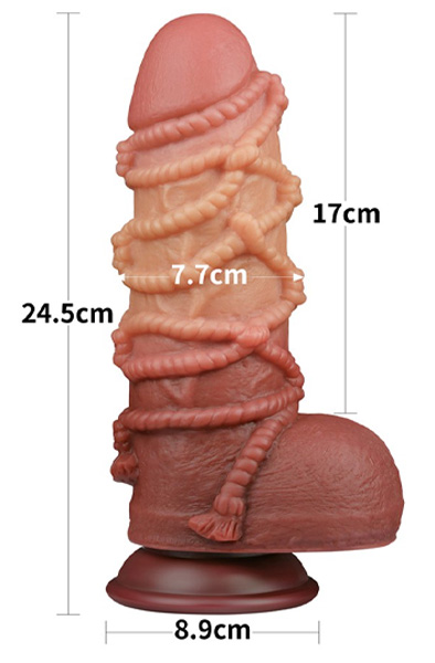 Dual Layered Silikon Cock mit Seil 24,5 cm - XL Dildo 2