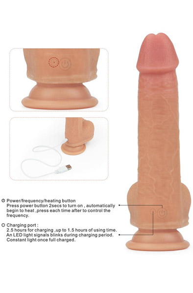 Dual Layered Silikon Rotierender Nature Cock 21,5cm - Vibrierender Dildo 3