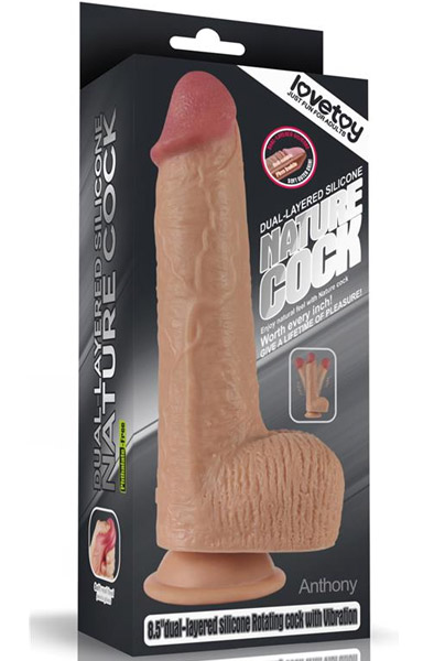 Dual Layered Silikon Rotierender Nature Cock 21,5cm - Vibrierender Dildo 4