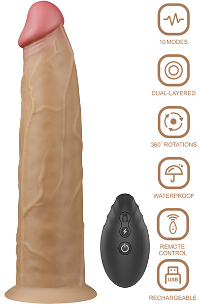 Dual-Layered Silikon Vibe mit Rotation 22,5 cm - Vibrierender Dildo 1