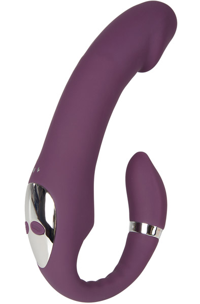 Dual Motor biegsamer Vibrator in Lila der seine Position hält - Umschnalldildos 2