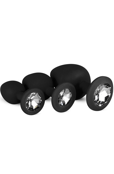 Easytoys Silikon-Buttplug-Set mit Diamant Schwarz - Analplug Set 1