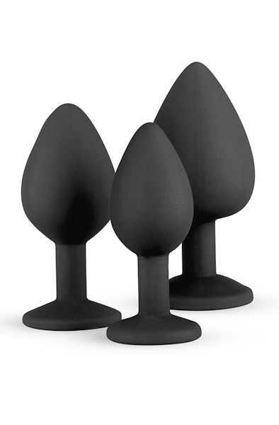 Easytoys Silikon-Buttplug-Set mit Diamant Schwarz - Analplug Set 2