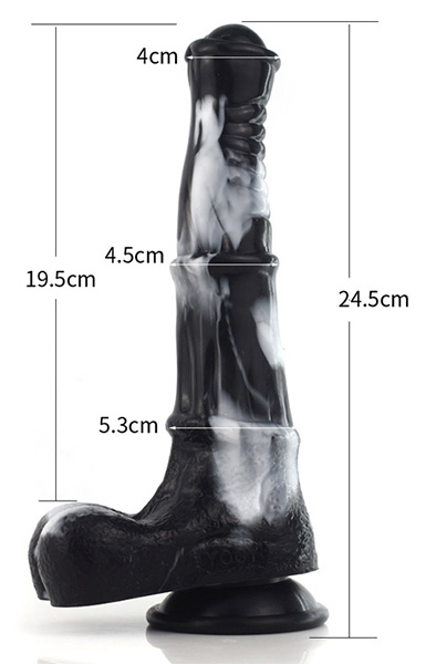 Equinus Dildo Schwarz/Weiß 24,5 cm - Drachen-Dildo 2