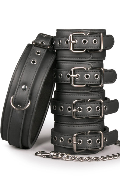 Fetisch Set mit Halsband Fuß- & Handfesseln - Positionierungsmeister 1