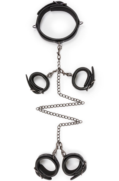 Fetisch Set mit Halsband Fuß- & Handfesseln - Positionierungsmeister 2