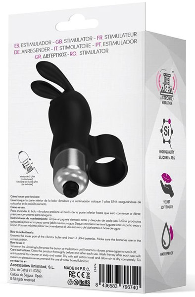 Fingyhop Schwarzer Rabbit Bullet - Finger-Vibrator 3