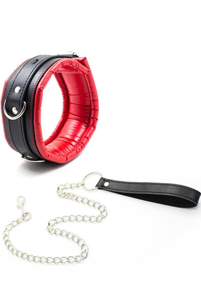 Gepolstertes Halsband mit Metall-Leine - Bondage Halsband & Paar 1