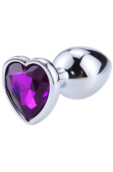 Heart Shaped Butt Plug Purple Small - Analplug aus Metall 1