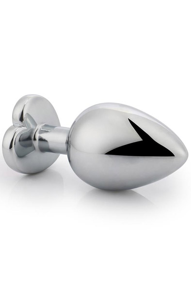 Herz Weißer Analplug mit Herz-Juwel M - Analplug aus Metall 2