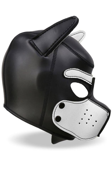 Hunde Maske mit abnehmbarem Maulkorb Weiß/Schwarz - BDSM Maske 2