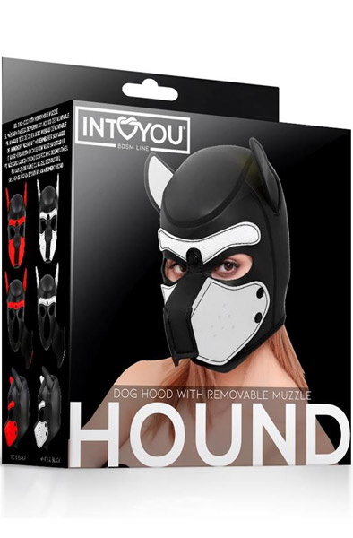 Hunde Maske mit abnehmbarem Maulkorb Weiß/Schwarz - BDSM Maske 3
