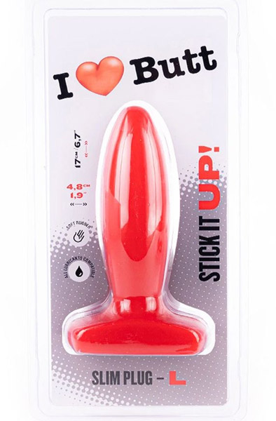 I Love Butt Schlanker Plug Rot Groß 17cm - Extra dicker Analplug 3