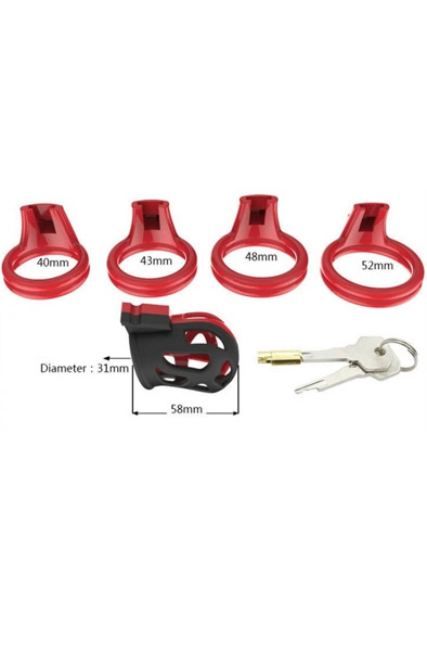 Joker Keuschheitskäfig Rot-Schwarz - Keuschheitskäfig 3