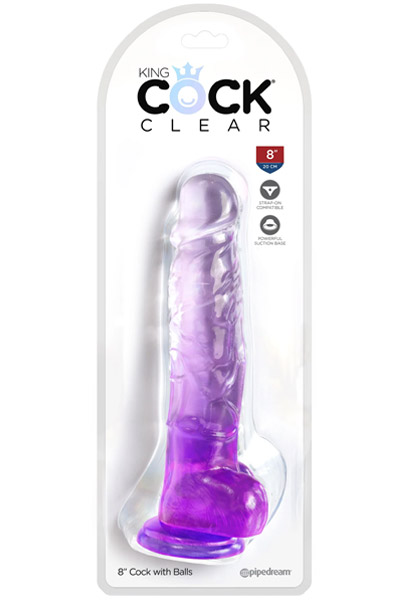 King Cock Transparent mit Hoden Lila 20 cm - Dildo 2