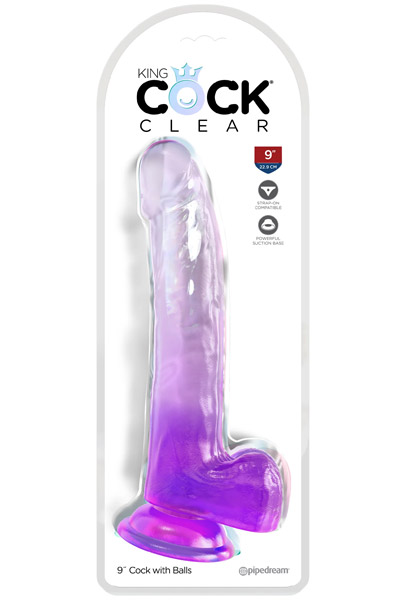 King Cock Transparent mit Hoden Lila 23 cm - Dildo 2