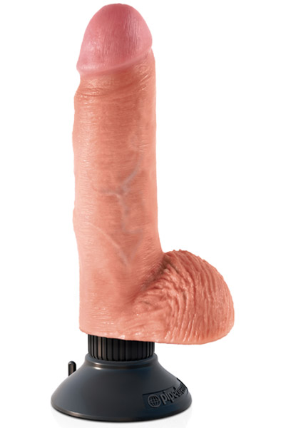 King Cock vibrierender Dildo mit Hoden 18 cm - Vibrierender Dildo 1