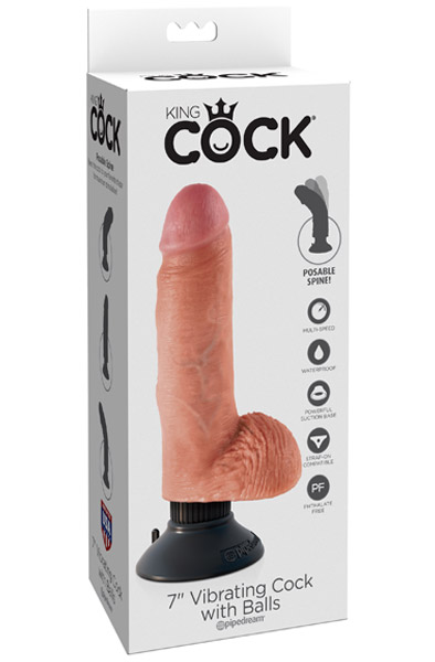 King Cock vibrierender Dildo mit Hoden 18 cm - Vibrierender Dildo 3
