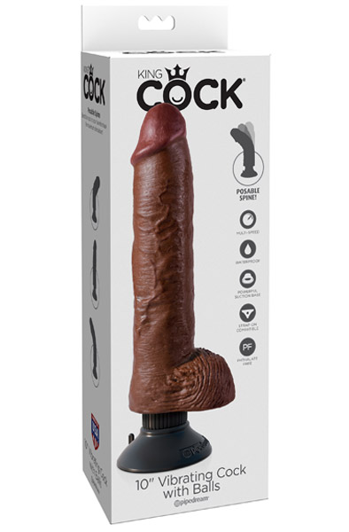 King Cock vibrierender Dildo mit Hoden Braun 25,5 cm - Vibrierender Dildo 3