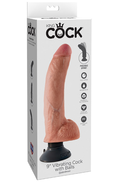 King Cock vibrierender Dildo mit Hoden Hautfarben 23 cm - Vibrierender Dildo 3