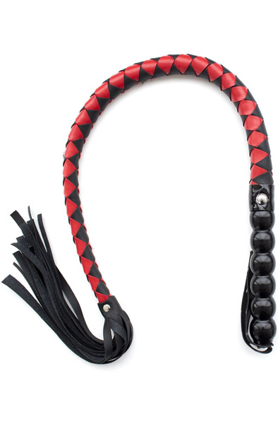 Kiotos Mahagoni Kurzpeitsche Schwarz & Rot 85cm - BDSM Piska 1