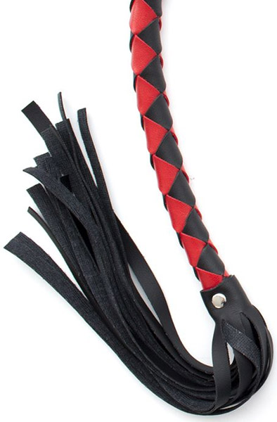 Kiotos Mahagoni Kurzpeitsche Schwarz & Rot 85cm - BDSM Piska 2