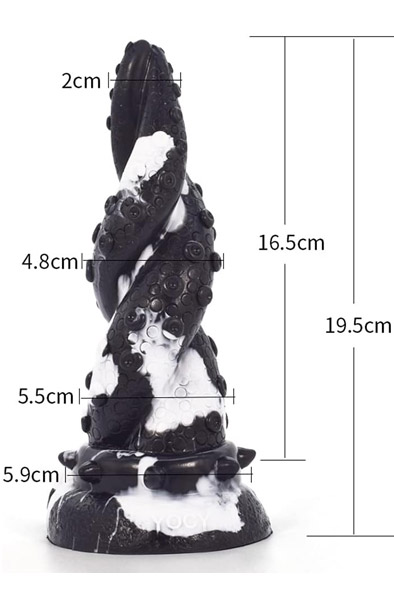 Lamia Dildo Schwarz/Weiß 19,5 cm - Monster-Dildo 2