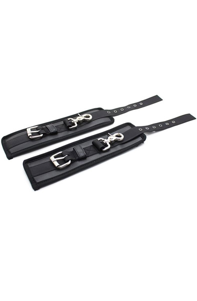 Leather Handschellen mit großen Ringen Schwarz - Handschellen 3