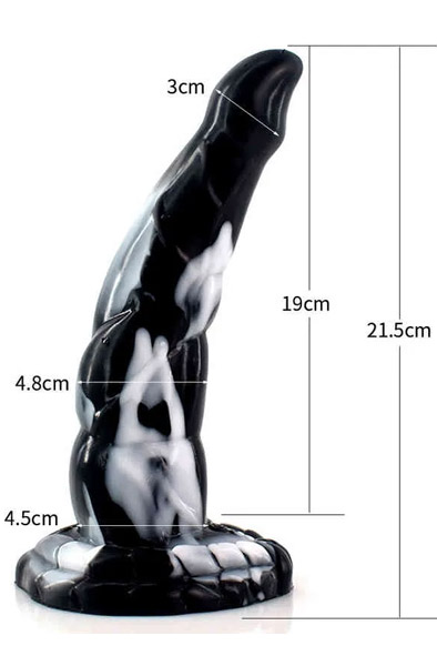 Lonykle Dildo Schwarz/Weiß 21,5 cm - Drachen-Dildo 2