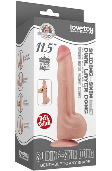 Lovetoy Dildo mit zweischichtiger Gleithaut 29 cm - XL Dildo 8