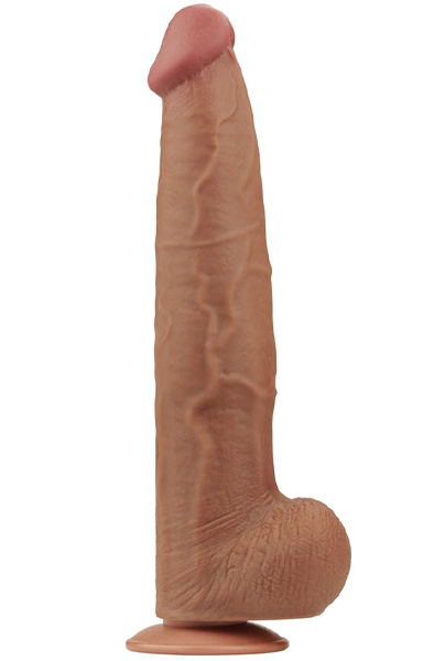 Lovetoy Gleitende Haut Zweischichtiger Dildo Braun 34 cm - XL Dildo 1