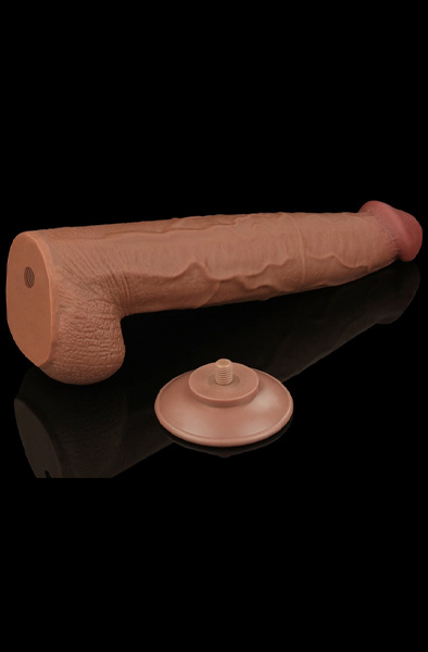 Lovetoy Gleitende Haut Zweischichtiger Dildo Braun 34 cm - XL Dildo 4